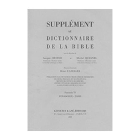 Supplément au Dictionnaire de la Bible, fasc. 77-78