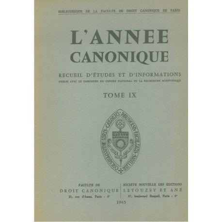 L'Année canonique IX