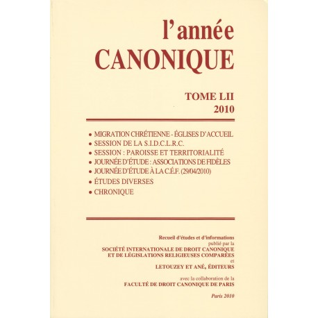 L'année canonique LII (2010)