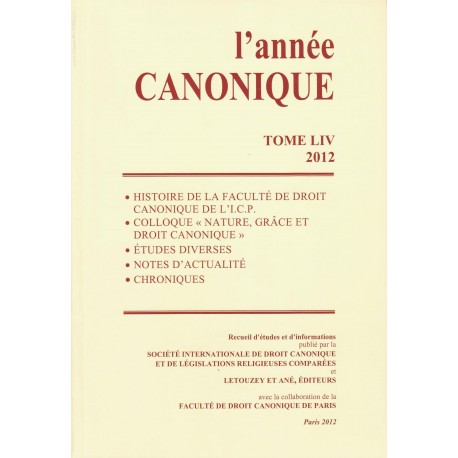 L'année canonique LIV (2012)