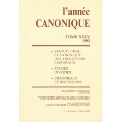 L'Année canonique XXXV Statuts civil et canonique des animateurs