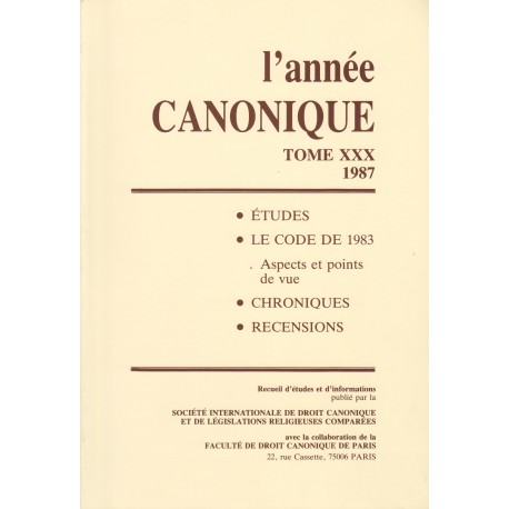 L'Année canonique XXX Le Code 1983