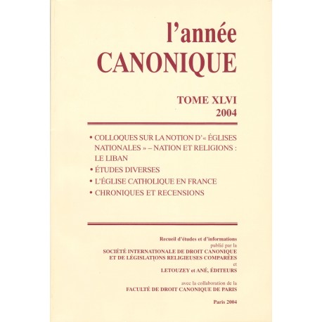 L'Année canonique XLVI (2004) Eglises nationales : Nation et Rel