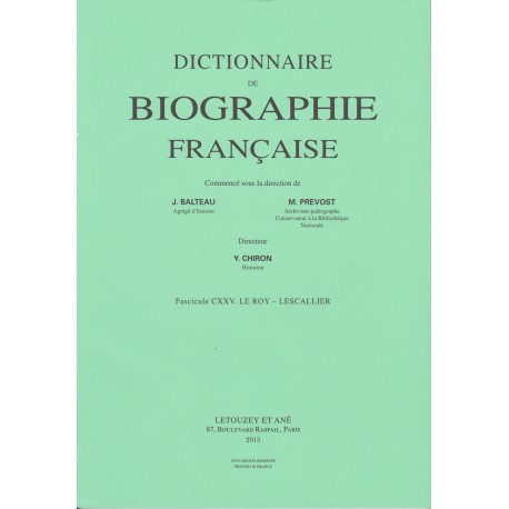 Dictionnaire de Biographie française, fasc. 125