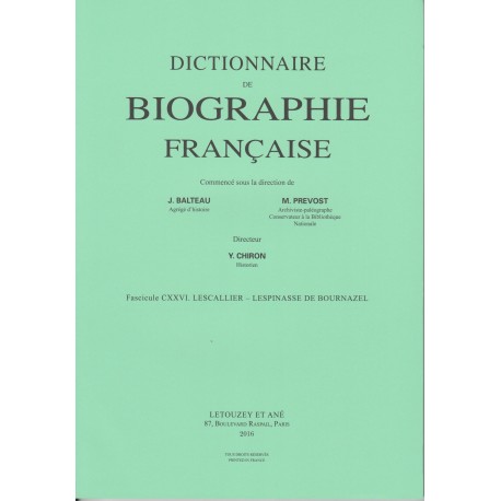 Dictionnaire de Biographie française, fasc. 126