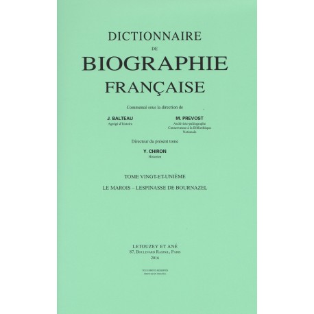 Dictionnaire de Biographie française, t. XXI