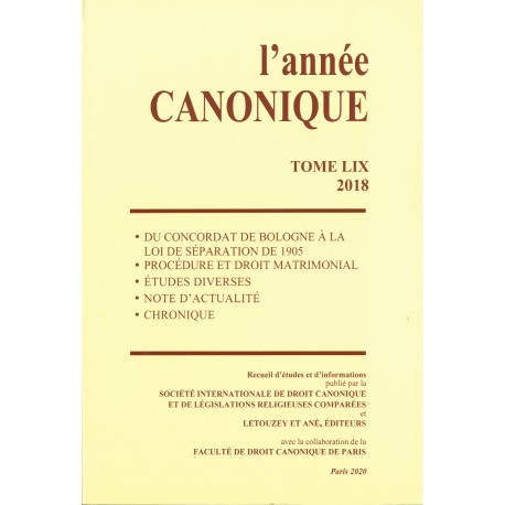 L'année canonique LIX (2018)