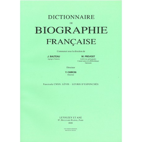 Dictionnaire de Biographie française, fasc. 130